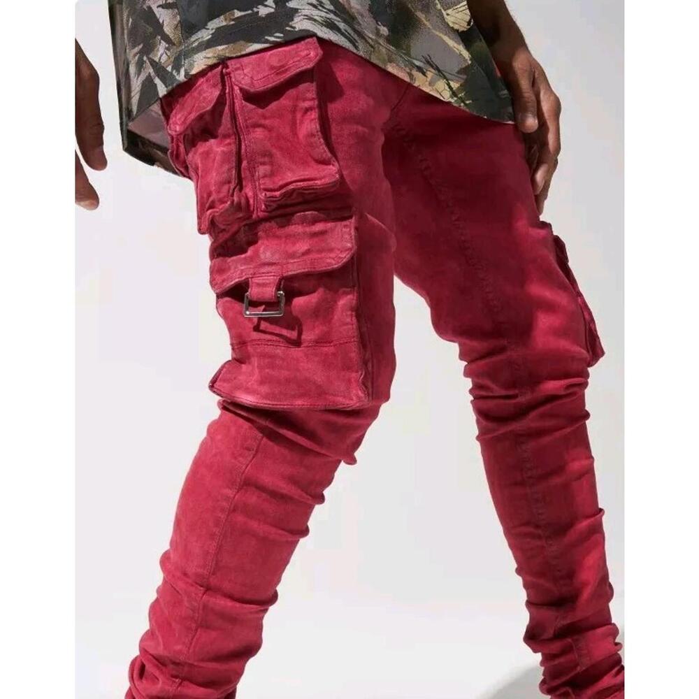 Serenede Fitted Denim'STORM'' Cargo Size 32 Jeans Burgundy #2